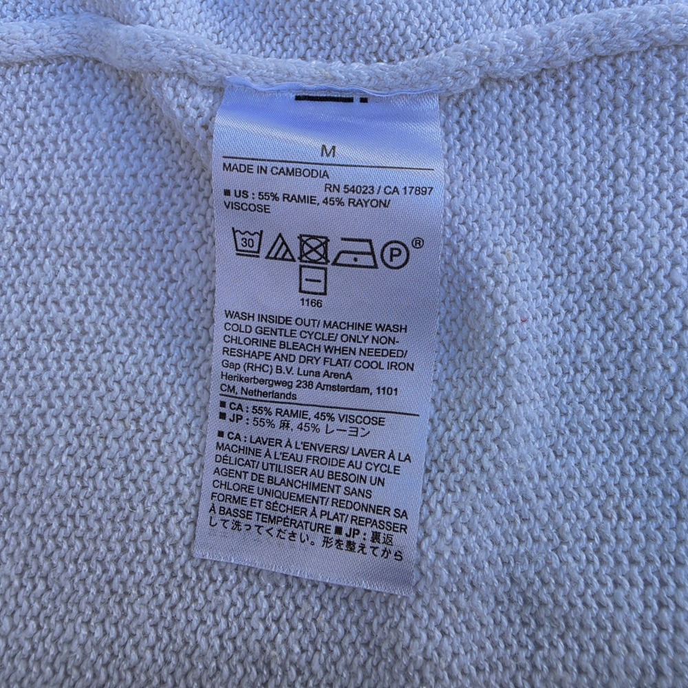Banana Republic White Ramie Rayon Open Front Duster Cardigan Sweater Mens M - Picture 5 of 12